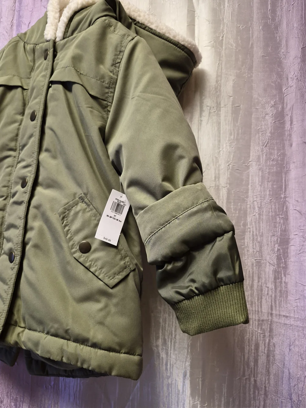 Old Navy Olive Green Hooded Sherpa-Lined Puffer Coat